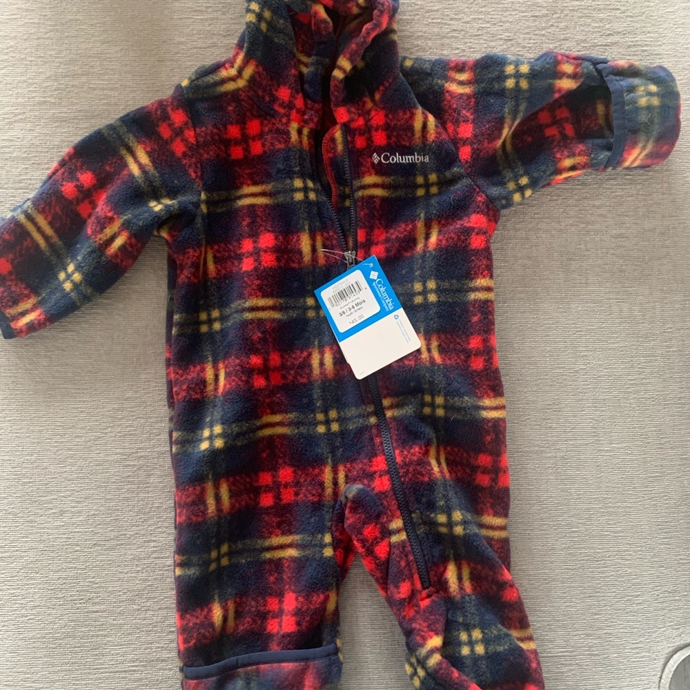 Columbia Kids Plaid One Piece - Red and Blue 3-6month new with tags